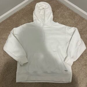 Aritzia TNA White Boyfriend Oversized Hoodie Sweatshirt Size Medium